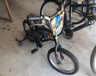 Child’s bike with training wheels