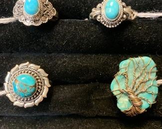 Sterling silver and turquoise rings