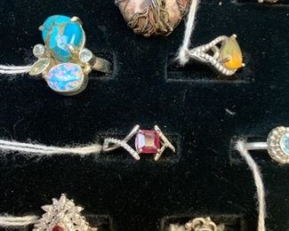  Sterling silver rings with turquoise, opals, rubies, and more 
