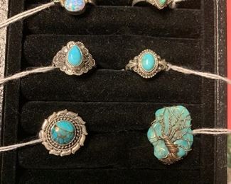 Sterling silver rings with turquoise