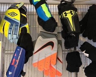 Nike, Under Armour, Adidas and Umbro sport equipment.