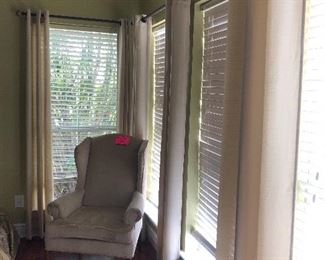 8 cream panels and vintage wingback chair