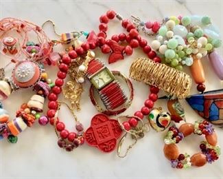 Unusual Ceramic, Glass, Etc., Costume Jewelry