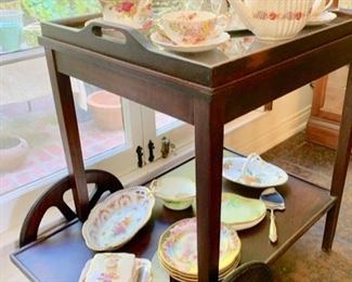 Vintage TeaCart with Removable Tray; Spode TeaPot; Other English and Continental Tea Time Servers; Repousse Sterling