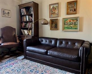 Sleeper Sofa; Vintage Swivel Chair; 1970's  Floor Lamp