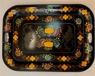 19th C. Tole Tray, Gilded Floral Motif