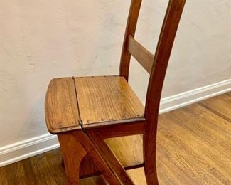 Antique Oak Library Chair/Ladder (side view)