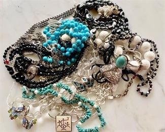 Turquoise, Crystal, Sterling, Pearls