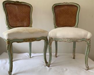 Louis XV Style Side Chairs, Double Cane Backs, hand-rubbed finish, ready for your fabric