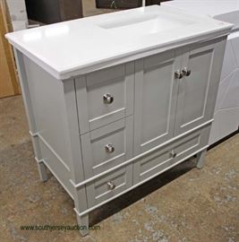 NEW Contemporary 37”Marble Top Grey Base Bathroom Vanity
Located Inside – Auction Estimate $200-$400