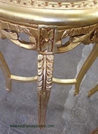 PAIR of French Style Marble Top Gold Painted Carved Stands
Located Inside – Auction Estimate $100-$300