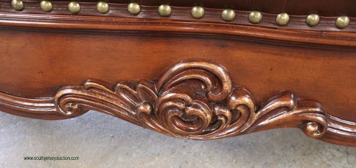 NEW Contemporary Mahogany Carved Frame Leather Like Button Tufted End of the Bed Bench
Located Inside – Auction Estimate $200-$400