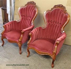 PAIR of Upholstered Mahogany Frame Victorian Style Arm Chairs
Auction Estimate $100-$300 – Located Inside