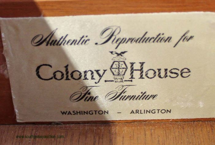 SOLID Cherry Bracket Foot “Colony House Fine Furniture” Slant Front Desk
Auction Estimate $200-$400 – Located Inside