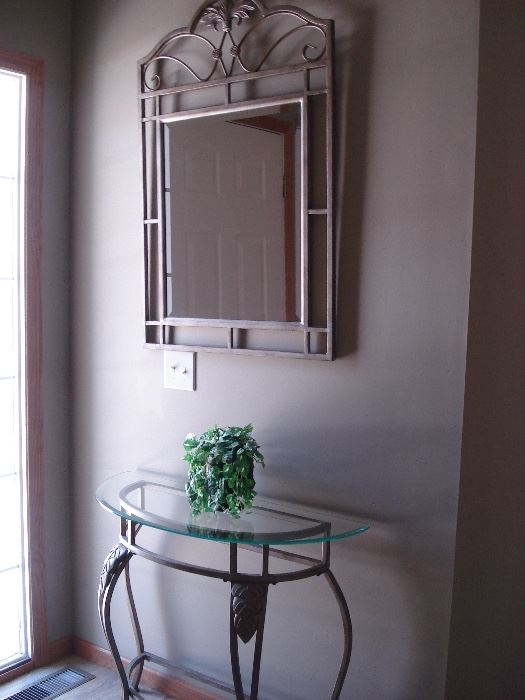 glass top hall table and mirror