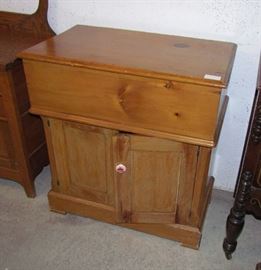 Pine commode chest, circa 1880.  Originally for blanket storage.