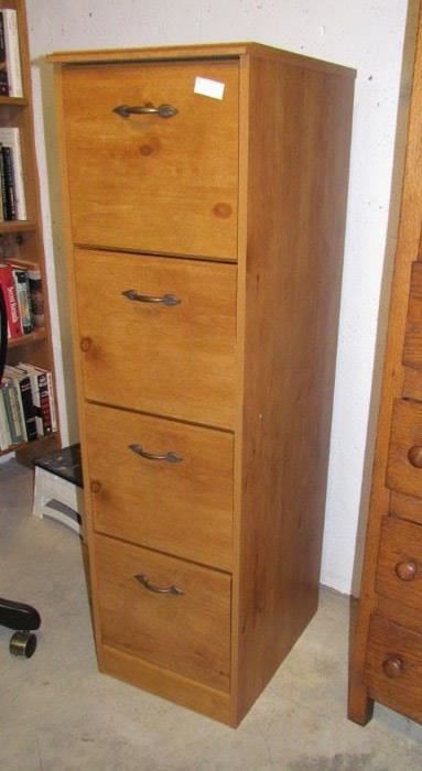 Contemporary filing cabinet, with solid wood exterior.
