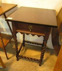 End table, with barley twist legs and stretchers