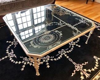 Minton Slidell Glass Top Cocktail Table, metal base