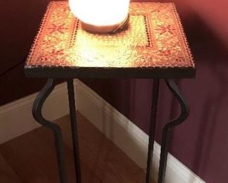 Mosaic Table with Pink Himalayan Sea Salt Lamp