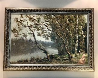 Oil on Canvas of a stroll on a path; Artist - Harris