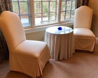 Pair of Parson's Chairs with Slip Covers.