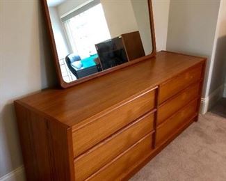 MCM style 6-drawer dresser and matching mirror
