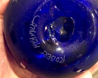 Signed art glass apple