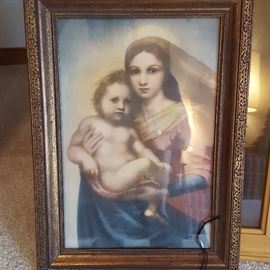 Stunning vintage Mary with Christ child litho