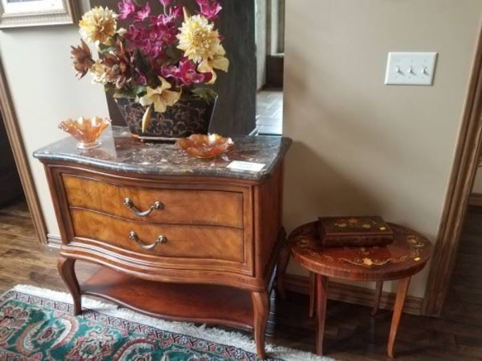 Wood dresser with marble top