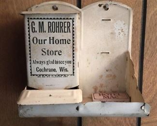 Old advertising wall mount matches holder