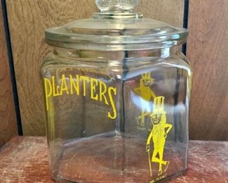 Planters Peanuts hexagonal glass jar