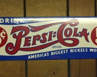 Drink Pepsi Cola porcelain on metal sign