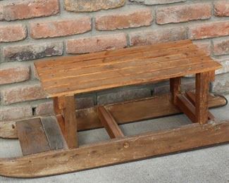 Vintage small sled w/metal runners