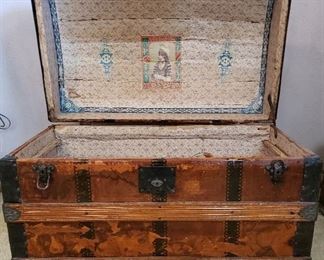 Inside of steamer trunk 