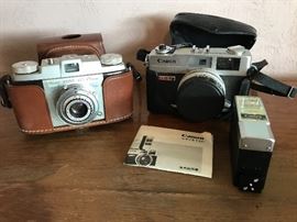 Canonet QL17 and Kodak Pony 135 cameras