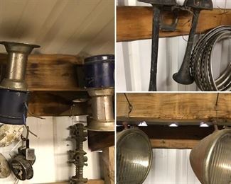 Vintage horns and headlamps