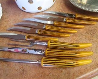 Bone Handle Carving Set & 6-Steak Knives