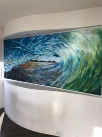 Very large original painting of a wave - Samantha Chilvers 10' X Appx 40"