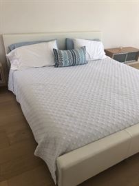 California King Size bed - SOLD and white leather frame SOLD - all bedding still available