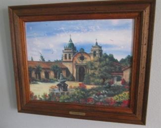 Framed Art by R. Shone.  "As It Stood", 12/500.                  San Carlos Borromeo de Carmelo, Carmel, CA, 2003