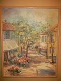 French street scene, oil on canvas signed by the artist