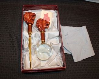 Italian Lion head magnifying glass and letter opener