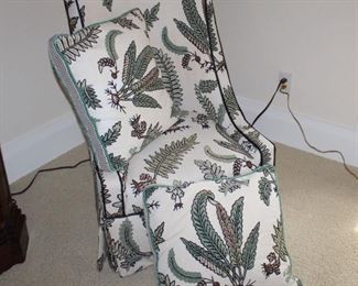 Fern embroidered side chair