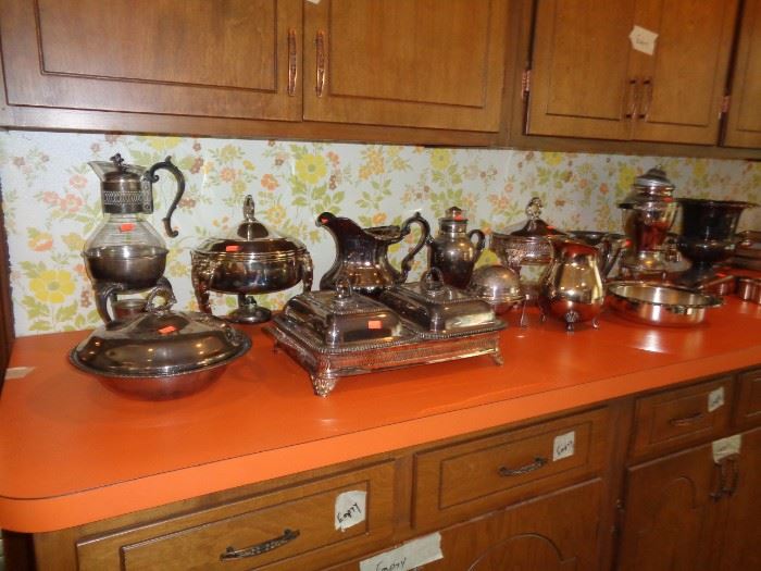 Lots of Vintage Silver Plate Serving Pieces