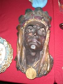 cigar store Indian chalkware bust plaque