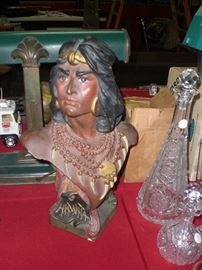 Hiawatha cigar store Indian chalkware bust