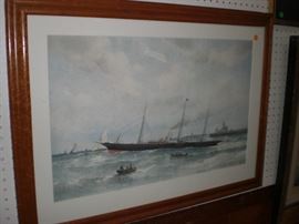 several nautical lithographs