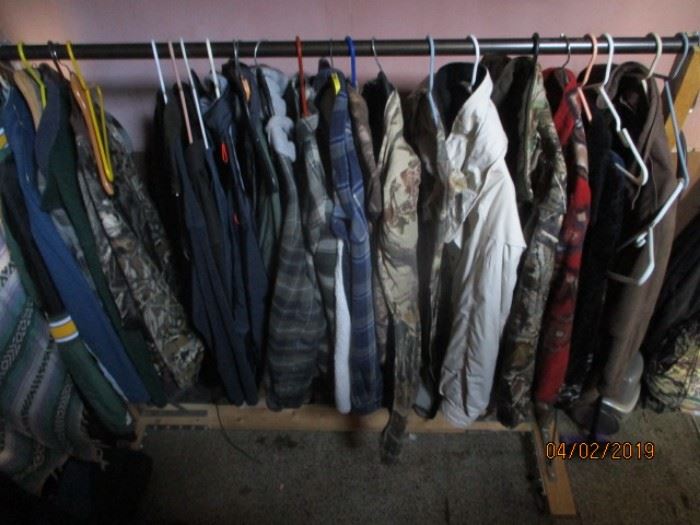 some of the mens clothes and hunting apperal 