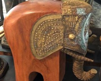Raymor wood & brass elephant MCM